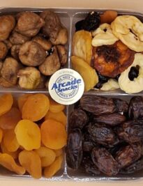 A gift tray of prunes apricots figs and mixed fruit