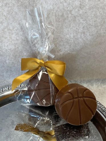 Milk Chocolate Covered Oreo Basketball Cookies with bow